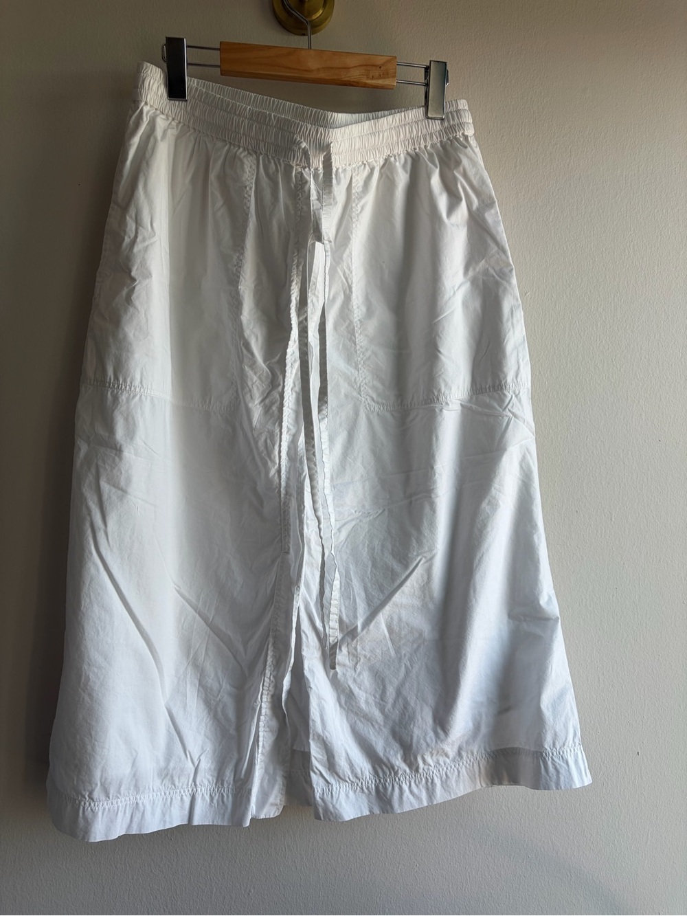 COS White A-Line Drawstring Midi Skirt